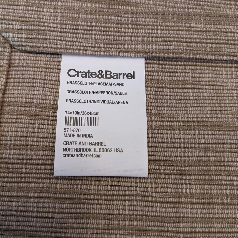 8 Crate & Barrel 100% Cotton Placemats